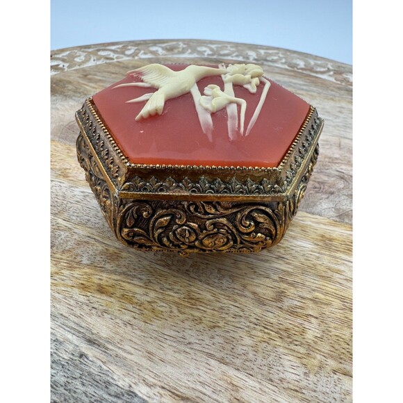 Westland Co. Cameo Music Box Hummingbird Iris Hexagon Walty Of The Flowers Japan - Picture 3 of 7